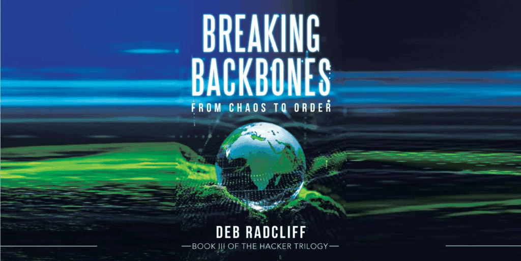 Book cover with Earth and digital theme.